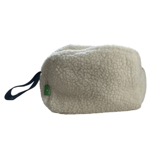 Kate Spade Faux Sherpa Cosmetic Bag/ Makeup Travel Pouch Wristlet new - Picture 4 of 5